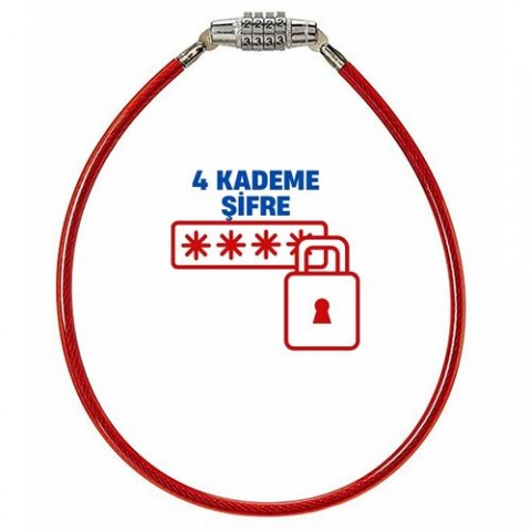 ModaCar 4 Kademe Şifreli 50 cm Bisiklet Kilidi 427626