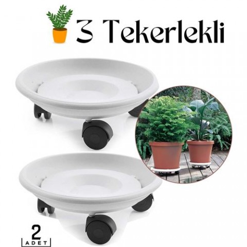 Hepbidolu  2 li Tekerlekli Saksı Altığı 25 CM Coadura Design Beyaz 714453