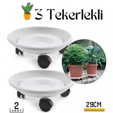 Hepbidolu  2 li Tekerlekli Saksı Altığı 29 CM Coadura Design Beyaz 714455