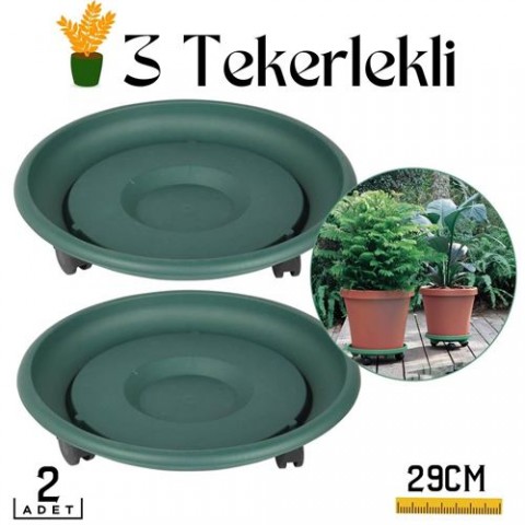 Hepbidolu  2 li Tekerlekli Saksı Altığı 29 CM Coadura Design Yeşil 714456