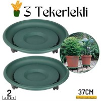 Hepbidolu  2 li Tekerlekli Saksı Altığı 37 CM Coadura Design Yeşil 714458