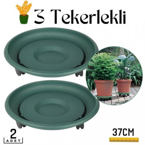 Hepbidolu  2 li Tekerlekli Saksı Altığı 37 CM Coadura Design Yeşil 714458