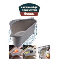 Hepbidolu  Barazza Üçgen Lavabo Köşe Süzgeçli Organizer GRİ 714919