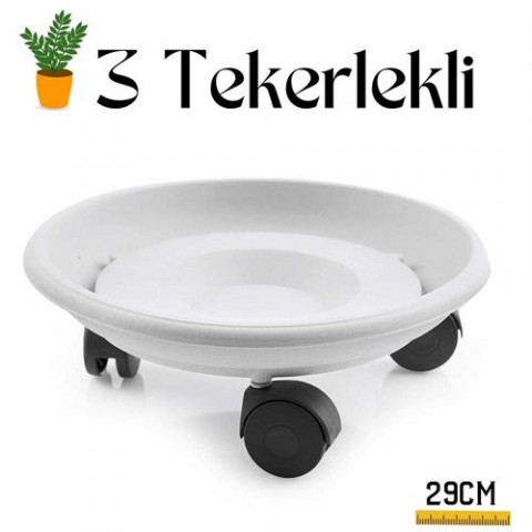 Hepbidolu  Tekerlekli Saksı Altığı 29 CM Coadura Design Beyaz 715717