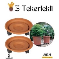 Hepbidolu  2 li Tekerlekli Saksı Altığı 29 CM Coadura Design Kahve 716061