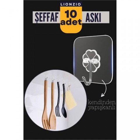 Hepbidolu  Şeffaf Yapışkanlı Askı Lionzio Design 10 ADET 718407