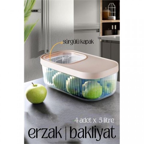 Hepbidolu  MultiBox Erzak Bakliyat Kutusu Sürgülü Kapak 5 Litre 4 ADET 718470