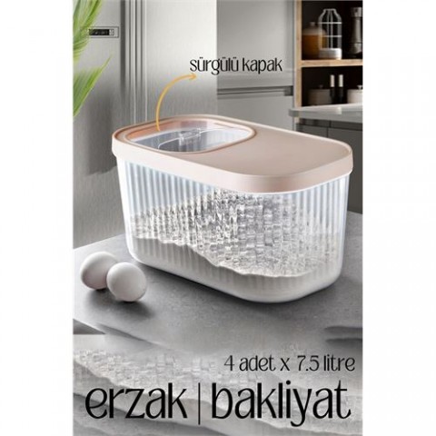 Hepbidolu  MultiBox Erzak Bakliyat Kutusu Sürgülü Kapak 7.5 Litre 4 ADET 718471