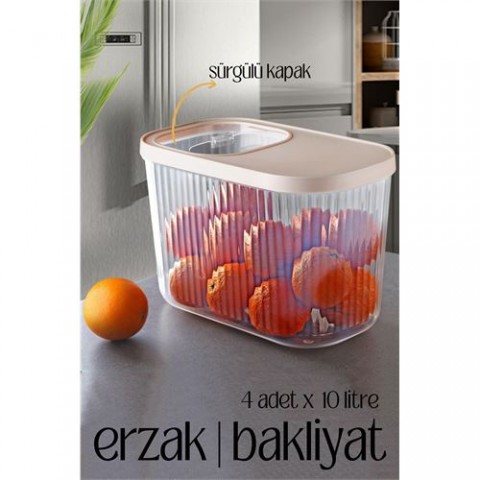 Hepbidolu  MultiBox Erzak Bakliyat Kutusu Sürgülü Kapak 10 Litre 4 ADET 718472