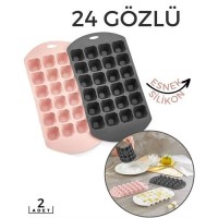 Hepbidolu  Hızlı Buz Kalıbı 2 li 24 Bölme Esnek Silikon Sauvage Design 718577