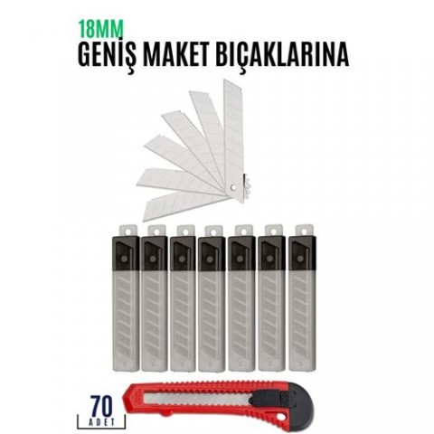 Hepbidolu  Maket Bıçak Yedeği 70 Adet 18 mm Küçük Boy için 718657