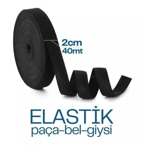 Hepbidolu  40 Metre Yassı Bel Paça Giysi Lastiği 2 cm SİYAH 718883