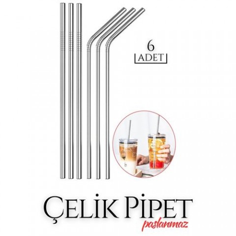 Hepbidolu  6 lı Çelik Pipet Seti Pierre Design 718893