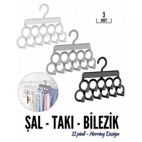 Hepbidolu  3 lü Set Takı Şal Bilezik Kravat Askısı Herring Design 18986