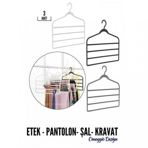 Hepbidolu  3 Adet Pantolon Etek Şal Askısı Omaggio Design 718987