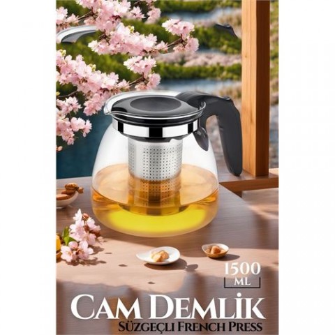 Hepbidolu  1500 Ml Süzgeçli French Press Cam Demlik 719021