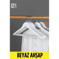 Hepbidolu  Beyaz Ahşap Elbise Askısı 12 ADET Montague Design 719132