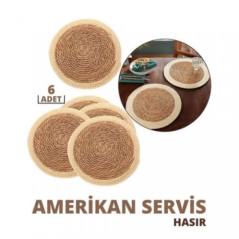 Hepbidolu  Hasır Amerikan Servis 6 lı Set Millan Loya Design 719142