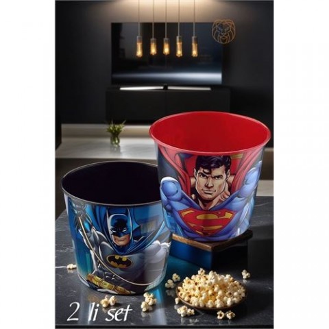 Hepbidolu  Superman Batman Patlamış Mısır Popcorn Kovası 2 li SET 719279