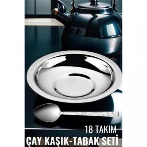 Hepbidolu  18 Takım Çay Tabağı Kaşık Seti Veneta Design 719309