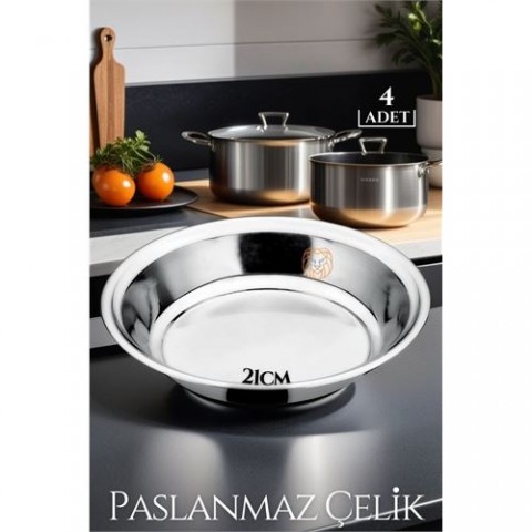 Hepbidolu  21 cm 4 LÜ Tabak Seti Paslanmaz Çelik B.Caprio Design 719554