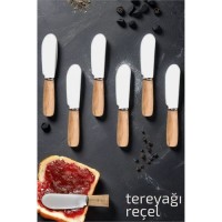 Transformacion Tereyağı Reçel Spatulası 6 Adet Ahşap Çelik 720255