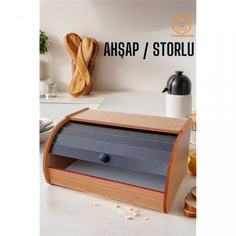 Ekmek Dolabı Storlu Ahşap SİYAH AHŞAP 720328