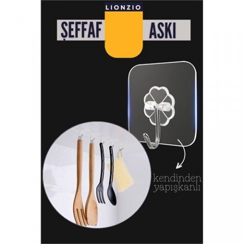 Hepbidolu  Şeffaf Yapışkanlı Askı Lionzio Design 715702