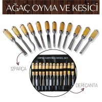 ModaCar Elena 12 Parça Çantalı Ağaç Oyma ve Kesici Set