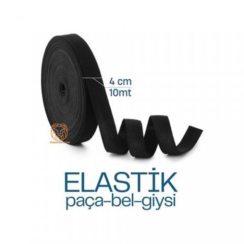 ModaCar Yassı Bel Paça Giysi Lastiği 10 Metre 4 cm SİYAH