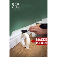 ModaCar Maskeleme Bandı 25 Metre Çıkarılabilir Boyacı Bandı