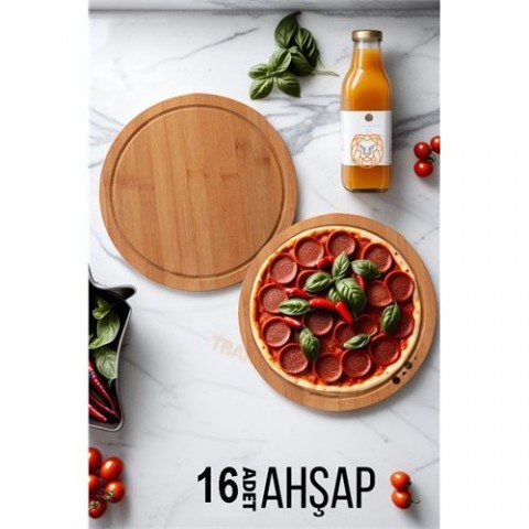 ModaCar 16  ADET Pizza Sunum ve Kesim Tahtası  719916  Toptan Paket