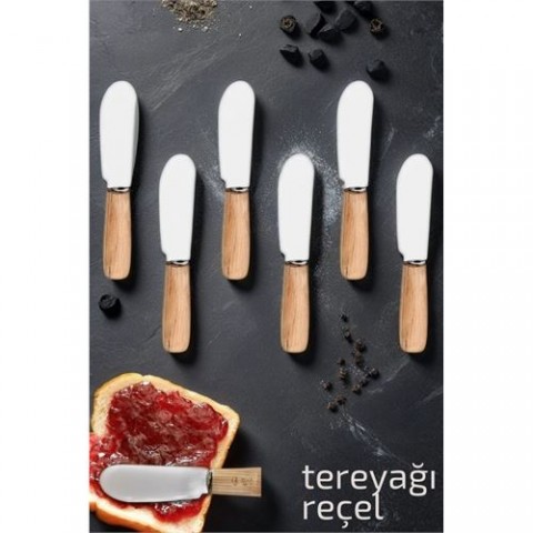 ModaCar Tereyağı Reçel Spatulası 6 Adet Ahşap Çelik