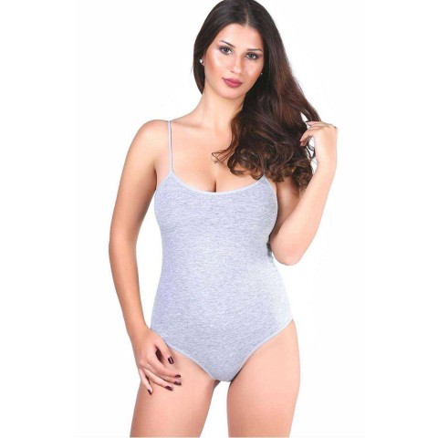 3 adet Tutku Kadın İp Askılı Gri Çıtçıtlı Body 0148 Beden XL