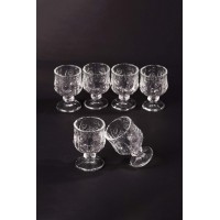 Ayaklı Kahve Yanı Bardağı Kristal Kesim Shot Bardak 7cm x 4 cm 6 Lı Set