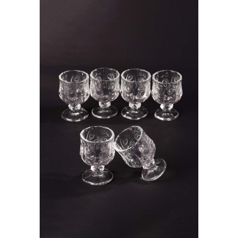 Ayaklı Kahve Yanı Bardağı Kristal Kesim Shot Bardak 7cm x 4 cm 6 Lı Set