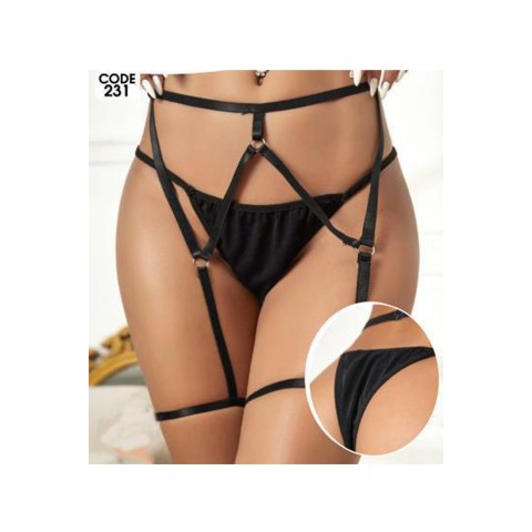 Kadın Fantezi İç Giyim Tanga Külot Perfect Fall D231 Siyah Beden L-XL