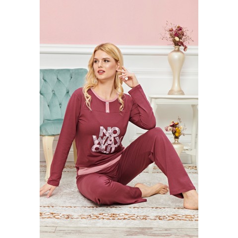 Bayan Uzun Kollu Pijama Takımı Model no 7609 Beden XL