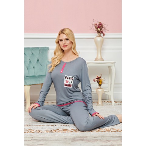 Bayan Uzun Kollu Pijama Takımı Model no 7605 Beden XL