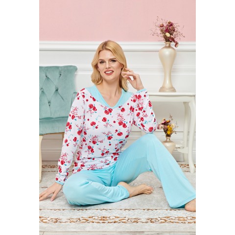 Bayan Uzun Kollu Pijama Takımı Model no 7579 Beden XL