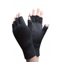 Yarım Parmak Kesik Siyah Eldiven Unisex 1 Çift Sıcak Tutan Yün Kışlık Kadın Erkek Beden Standart