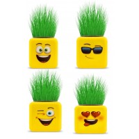 Çimoji 4 Figürlü Emoji Küp Çim Adam