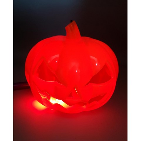 Led Işıklı ve Sesli Saplı Balkabağı Turuncu  Dekor Süs- Halloween Cadı Konsept