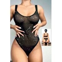 Night Light Kadın Siyah Yıldız Detaylı Fantazi Body 3385 Beden L-XL