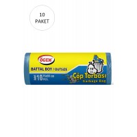 Battal Boy Çöp Torbası 75 x 90 cm 10 Lu Rulo x 10 Paket = 100 Adet (Mavi)