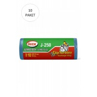 J-250 Jumbo Boy Çöp Torbası 80 x 110 cm 10 Lu Rulo x 10 Paket = 100 Adet (Mavi)