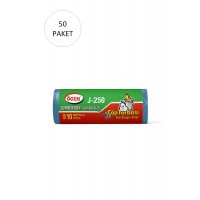 J-250 Jumbo Boy Çöp Torbası 80 x 110 cm 10 Lu Rulo x 50 Paket = 500 Adet (Mavi)