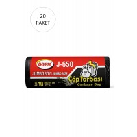 J-650 Jumbo Boy Çöp Torbası 80 x 110 cm 10 Lu Rulo x 20 Paket = 200 Adet (Siyah)