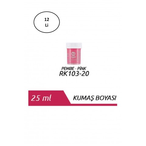 Red Apple Kumaş Boyası 25 ml. Pembe 12'li