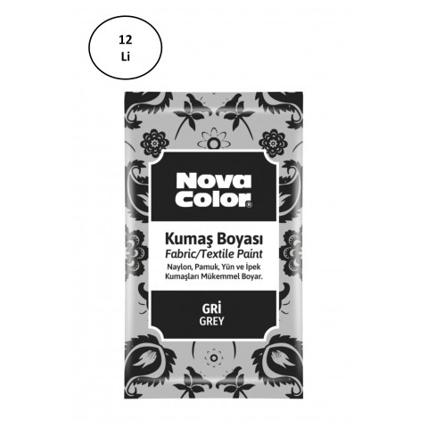 Nova Color 12 Gr Toz Kumaş Boyası Gri Nc-908 12'li